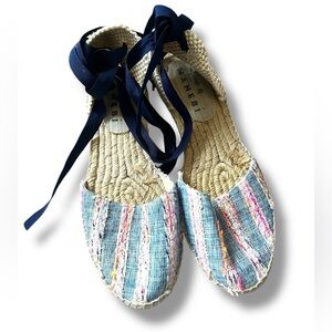 Manebi Striped Espadrille Wrap Sandals
